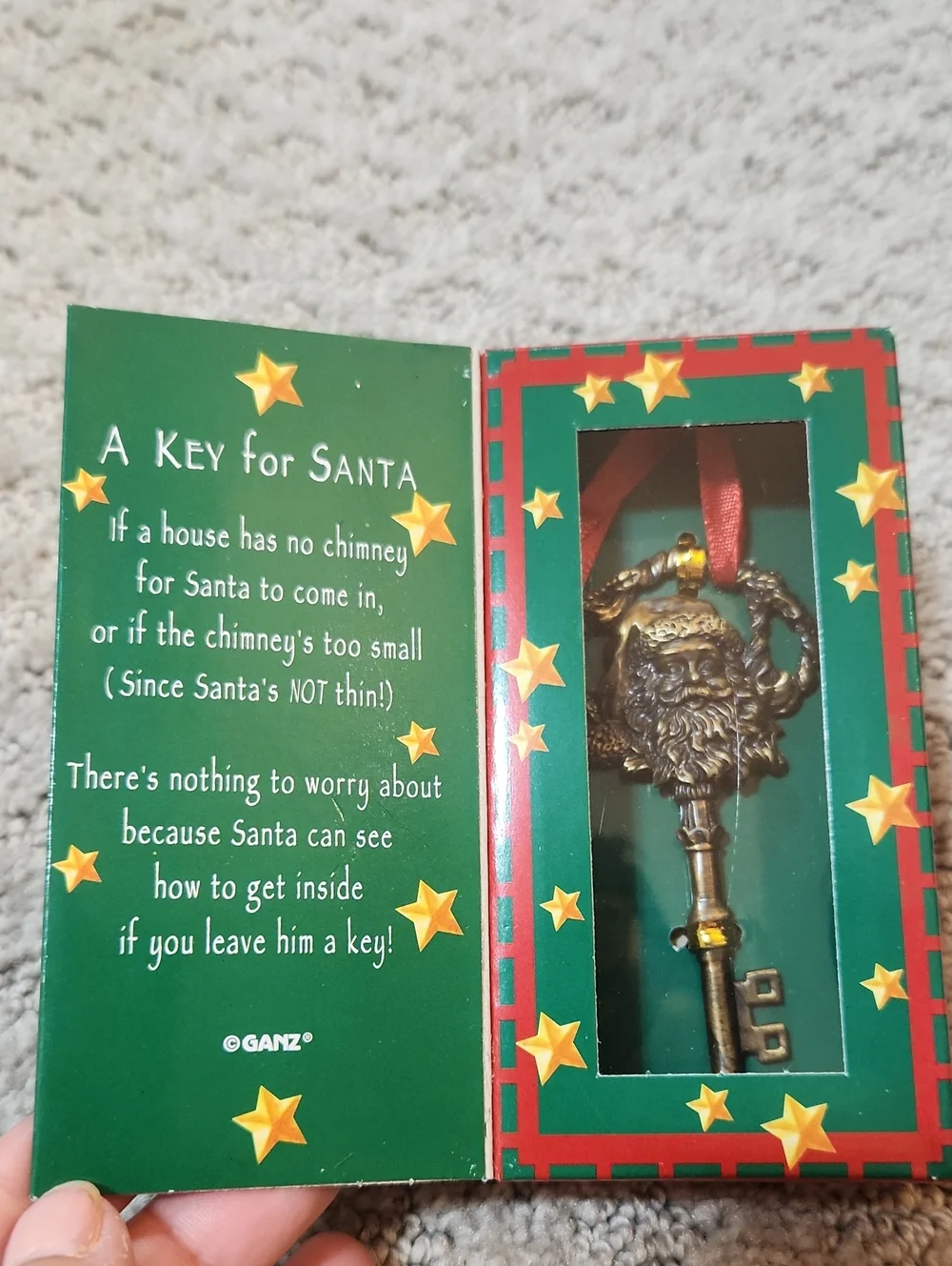 GANZ A Key For SANTA Holiday Key In Box in Green, Red & Gold
